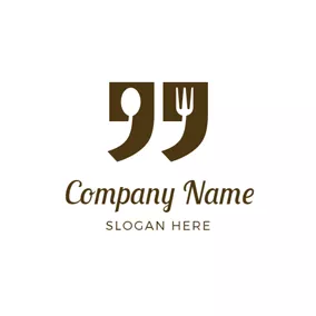 Comma Logo Tableware and Double Quotation Mark logo design