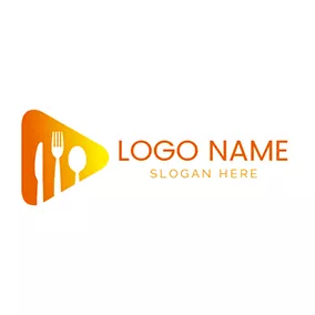 Vlog Logo Tableware and Play Button logo design