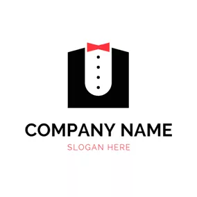 Fashion & Beauty Logo Tailored Suit and Red Bowtie logo design