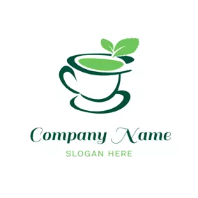 Mint Logo Tea Cup and Mint Leaf logo design