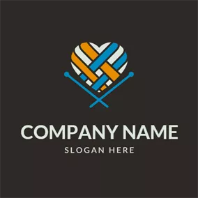 Knitting Logo Textile Heart and Knitting Needle logo design