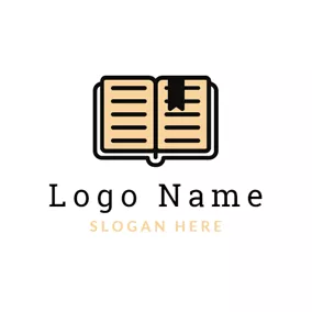 Library Logo Thick Yellow Book logo design