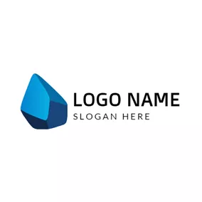 Stone Logo Three Dimensional Blue Stone logo design