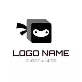 Ninja Logo Three Dimensional Box and Ninja logo design