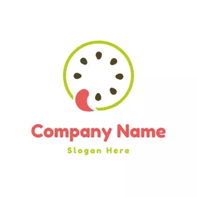 Kiwi Logo Tongue and Kiwi Slice logo design