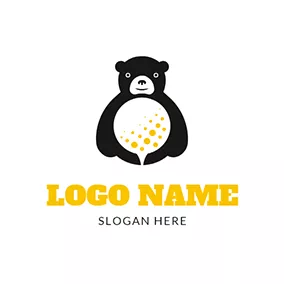 Gold Logo Toy Bear and White Golf logo design