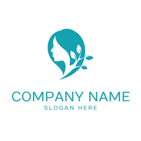 Hair Stylist Logo Tree Leaf and Green Hair logo design