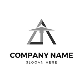 Mining Logo Triangle and Mining Pickaxe logo design