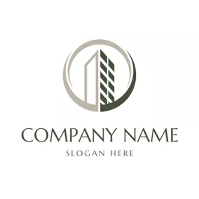 Construction Logo Tridimensional Circle and High Building logo design