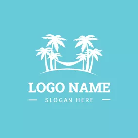 Strand Logo Tropical Tree and Hammock logo design