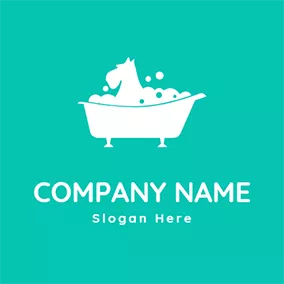 Dog Logo Tub Bubble and Dog logo design