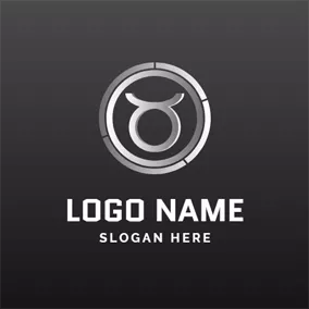 Zodiac Logo Unique Gray Circle and Taurus Symbol logo design