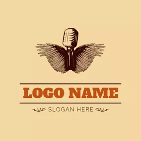 翅膀Logo Unique Wings and Antique Microphone logo design