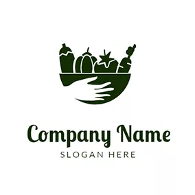Pumpkin Logo Vegetable Bowl Hand Harvest logo design