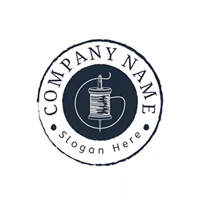 Thread Logo Vintage Bobbin Circle Handmade logo design