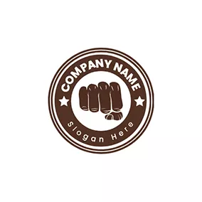 Motivation Logo Vintage Circle Fist and Motivation logo design