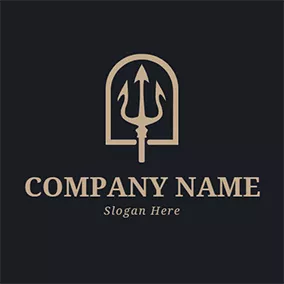 Gaming - Vintage Golden Trident & Shape logo design