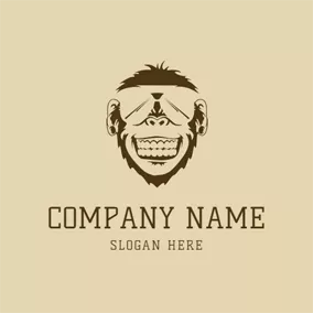 猩猩 Logo Vintage Spectacled Chimpanzee logo design