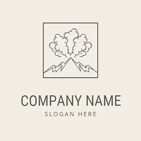 Volcano Logo Volcano and Square logo design