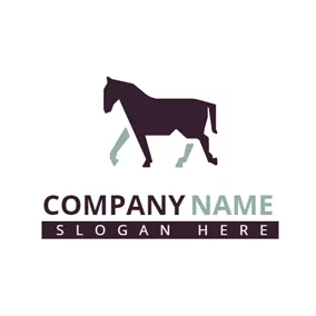 Horse Logo Walking Maroon Horse logo design
