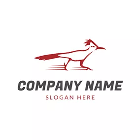 Roadrunner Logo Walking Red Roadrunner Outline logo design