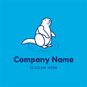Beaver Logo Water Wave and White Beaver logo design