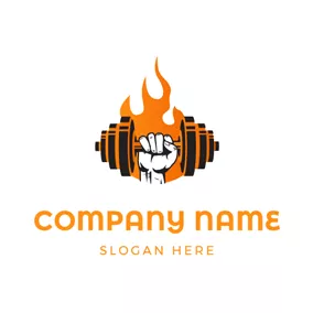 Dumbbell Logo Weightlifting Equipment and Hand logo design