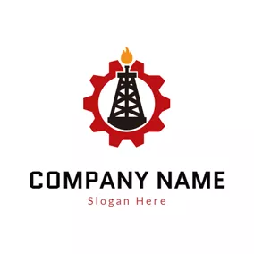 Petrol Logo Wheel Gear and Gas Rig logo design
