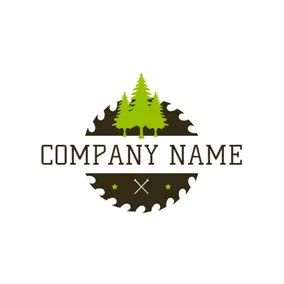 Carpenter Logo Wheel Gear and Tree logo design