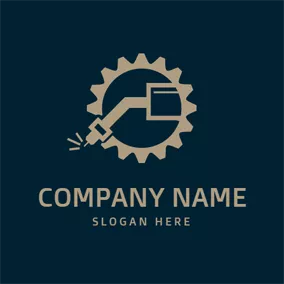 Spark Logo Wheel Gear and Welding Torch logo design