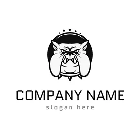 Pitbull Logo White and Black Bulldog Head Icon logo design