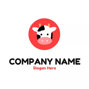 Milk Logo White and Black Dairy Cow Head logo design