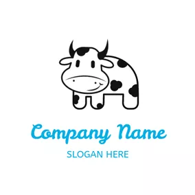 Milk Logo White and Black Dairy Cow logo design