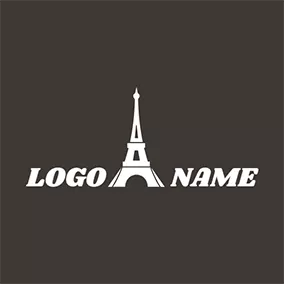 Travel & Hotel Logo White and Black Eiffel Tower logo design