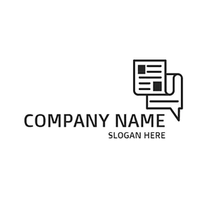 Printing Logo White and Black Newspaper Icon logo design