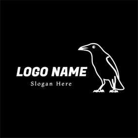 Crow Logo White and Black Raven logo design