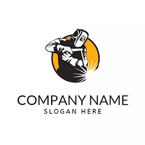 Spark Logo White and Black Welding Engineer logo design