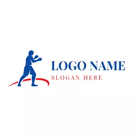 Boxing Logo White and Blue Boxer logo design