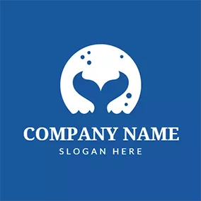 Diving Logo White and Blue Fish Tail logo design