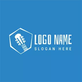 Music Logo White and Blue Guitar logo design
