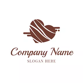 Food & Drink Logo White and Brown Heart Chocolate logo design