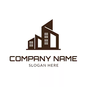 Construction Logo White and Brown House logo design