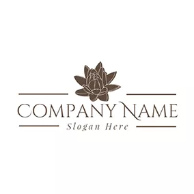Salon Logo White and Brown Lotus logo design