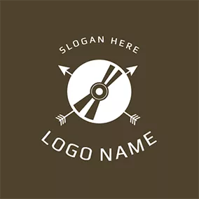 Music Logo White and Brown Record Icon logo design