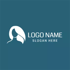 Hair Stylist Logo White and Flow Medium Length Hair logo design