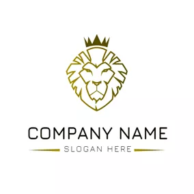 Predator Logo White and Golden Lion Face logo design