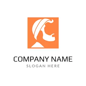 White and Orange Hipster Man logo design