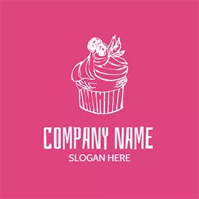 Ice Cream Logo White and Red Cherry Cupcake logo design
