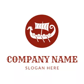 Transportation Logo White and Red Dragon Boat logo design