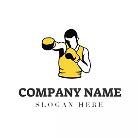 Boxing Logo White and Yellow Boxer logo design